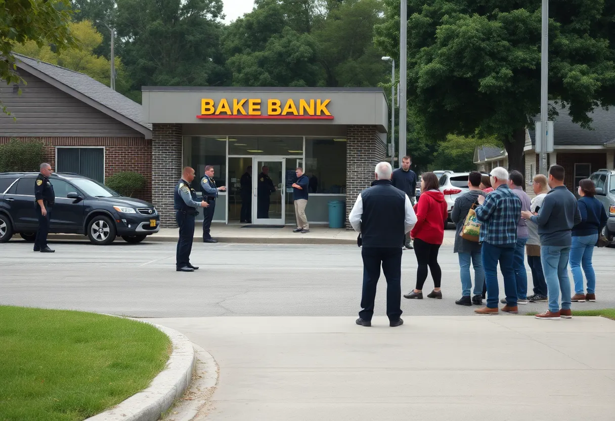 Police investigating a bank robbery scene in East Nashville