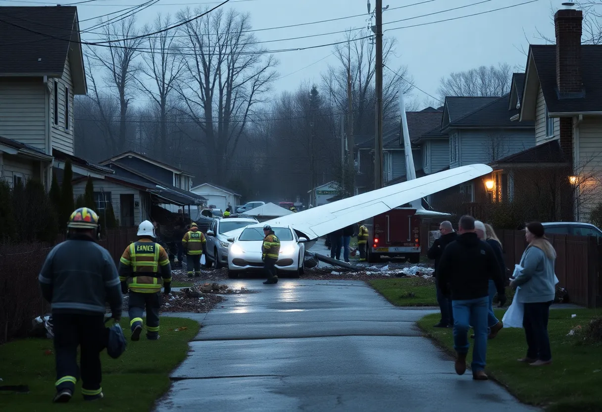 Scene of a plane crash into a home in Brooklyn Park with emergency responders on site.