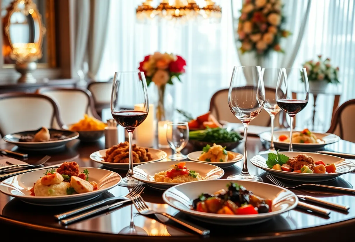 Elegant dining setup for Michelin star meal