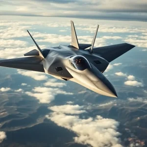 F-47 Fighter Jet soaring through the sky