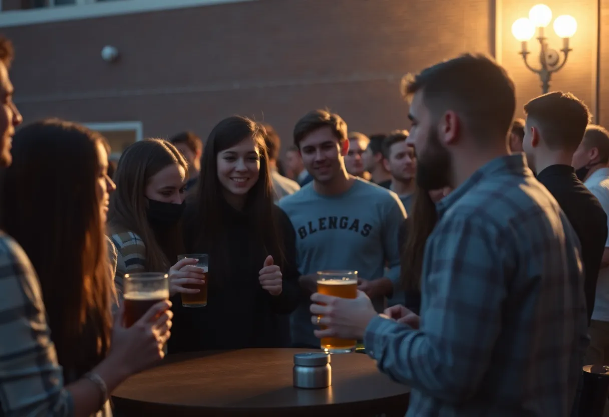 Students participating in a fraternity gathering with a focus on alcohol awareness and safety protocols.