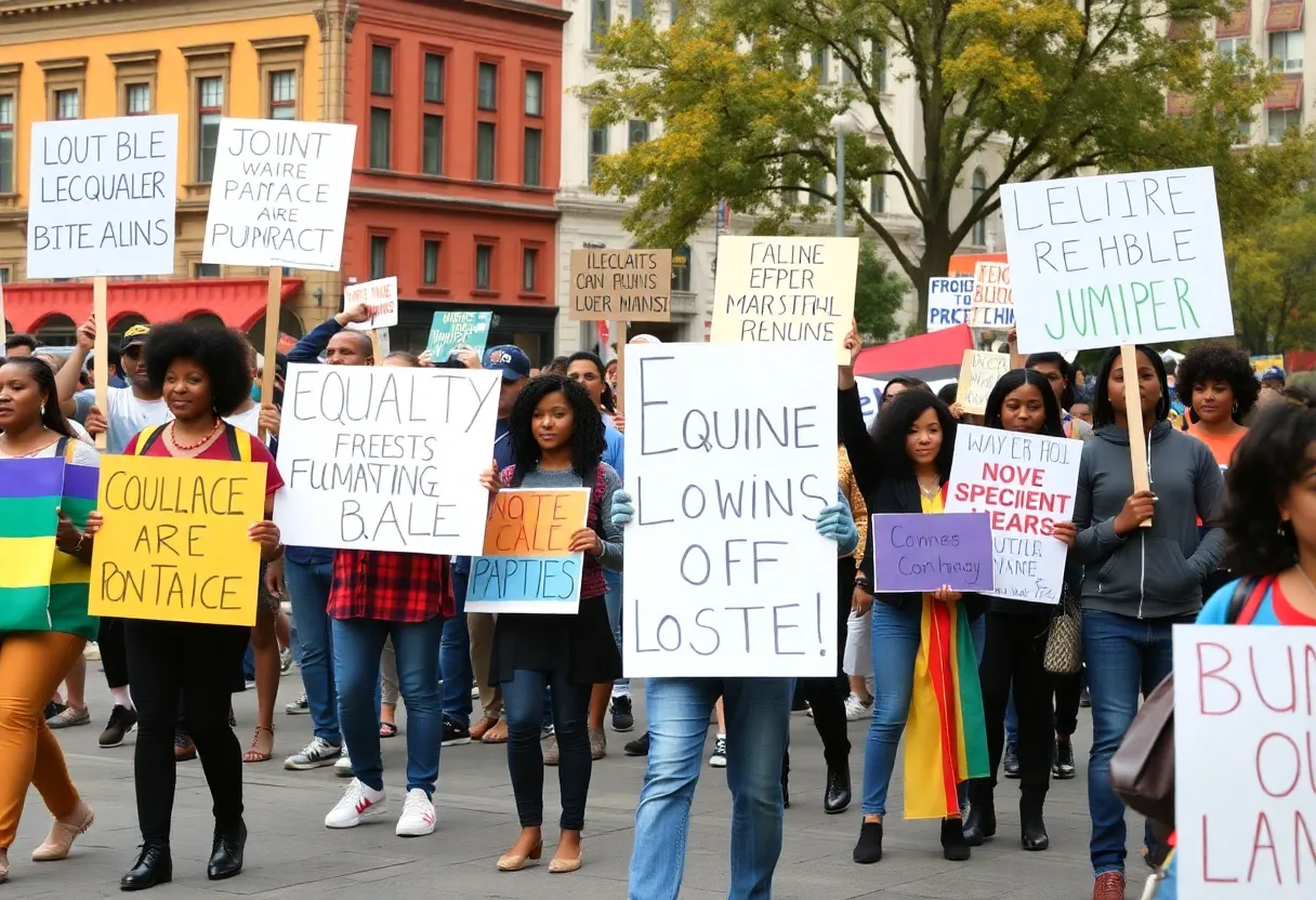 Civil rights activists marching in Nashville in 1963, displaying signs for equality.