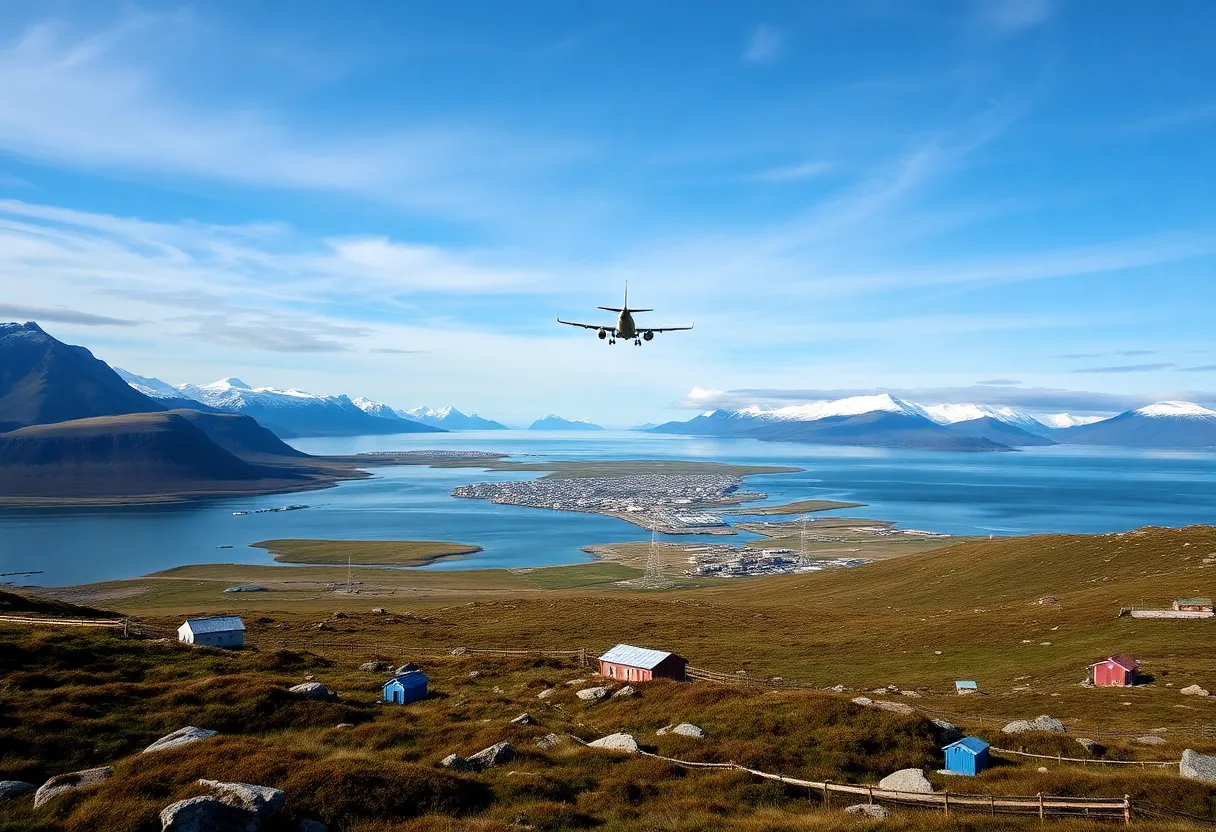 Northwest coast of Greenland featuring a U.S. military outpost