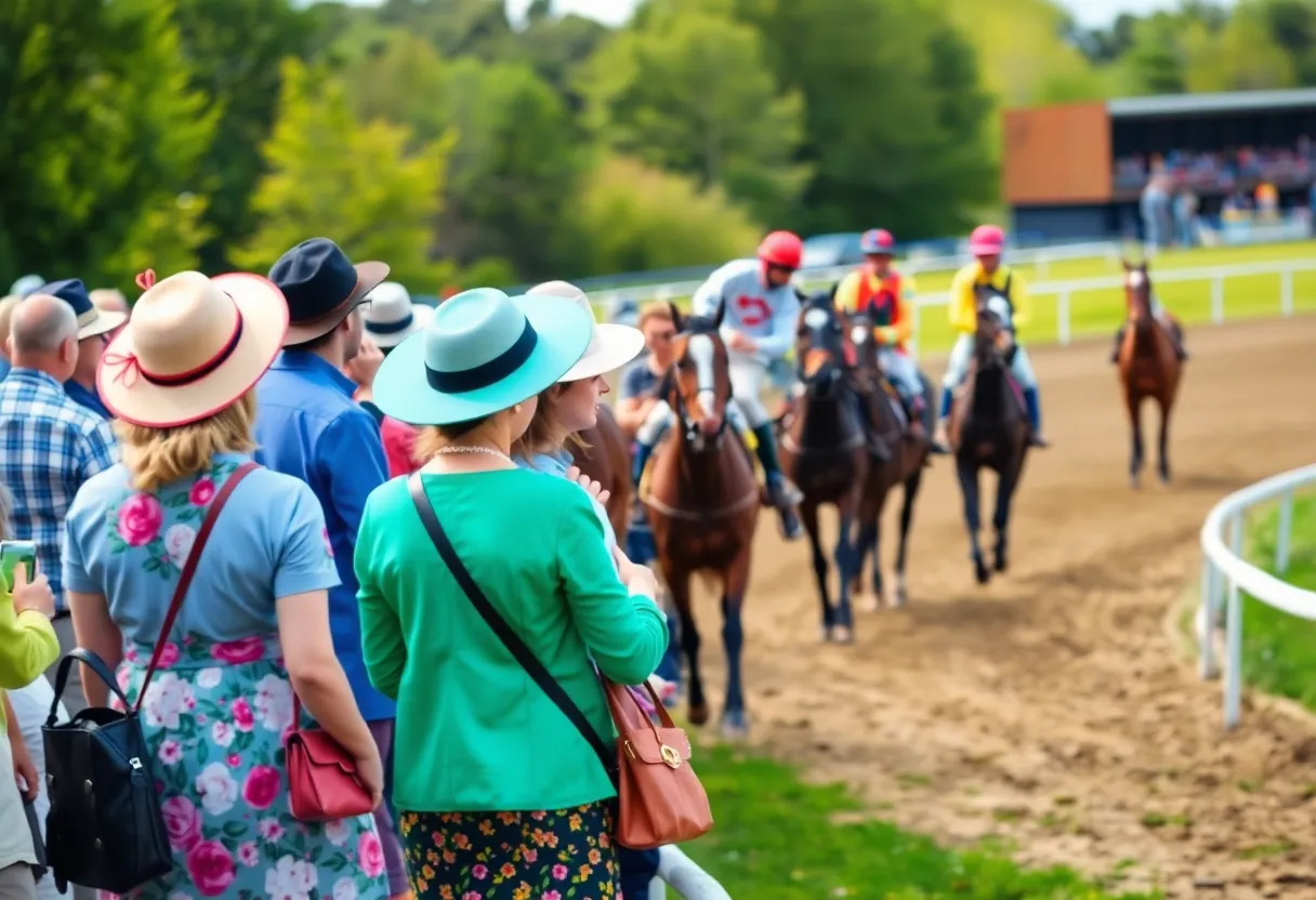 Crowd enjoying the Iroquois Steeplechase horse races at Percy Warner Park