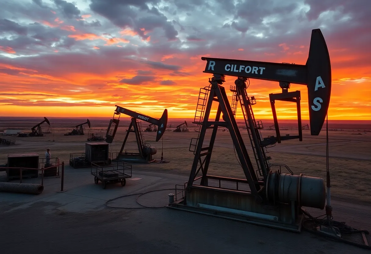 Dramatic landscape of an oil boomtown from the series Landman