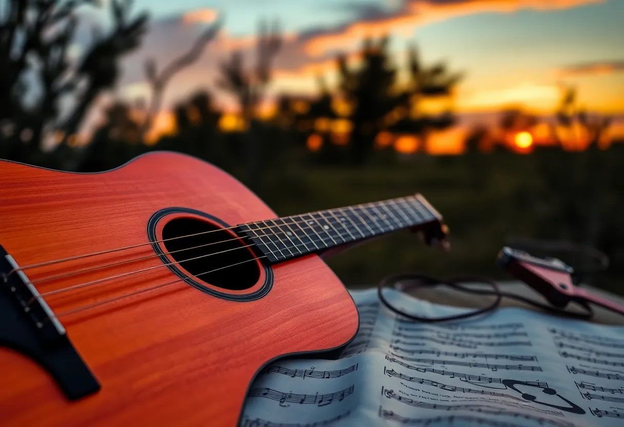 Cover art for Lukas Nelson's album American Romance featuring musical elements.