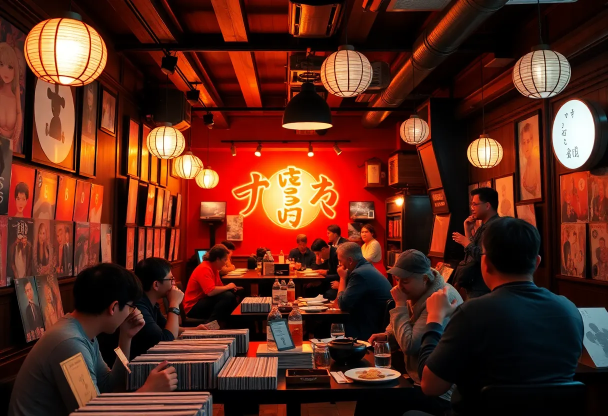 Guests enjoying food and music at 888 Nashville celebrating Lupe Fiasco's album.