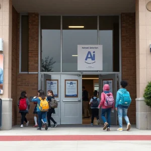 Students entering Metro Nashville School with AI weapons detection systems.