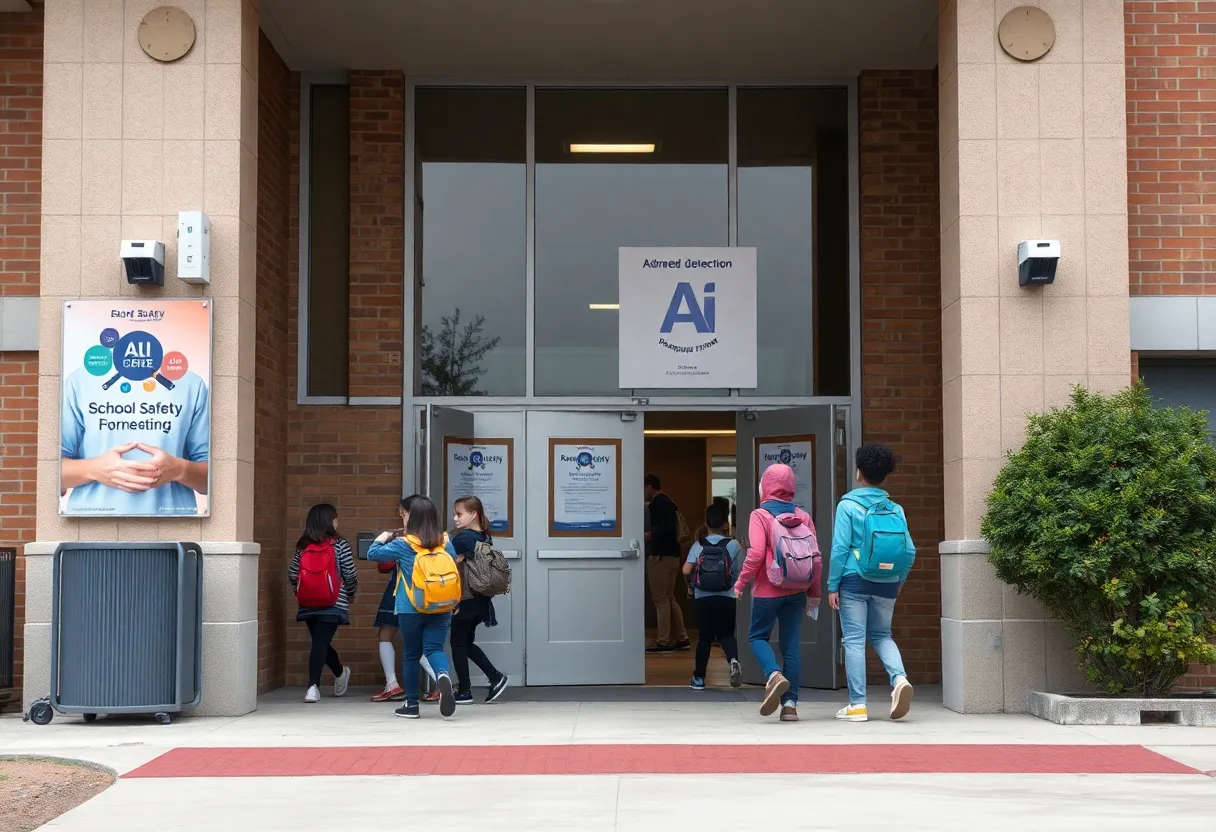 Students entering Metro Nashville School with AI weapons detection systems.