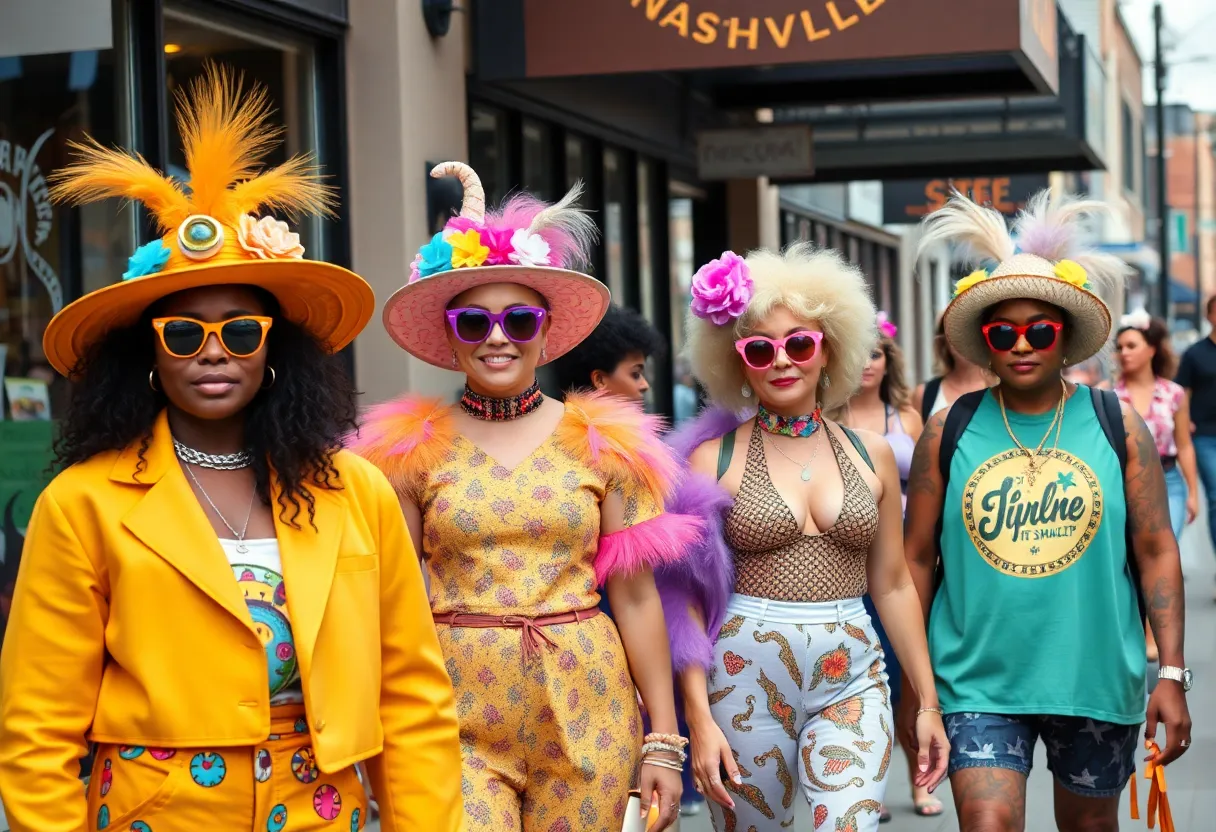 A creative display of colorful apparel designs inspired by art and chaos in Nashville.