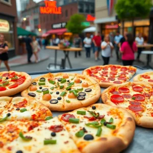 Various pizza slices from Nashville restaurants competing for the best pizza title