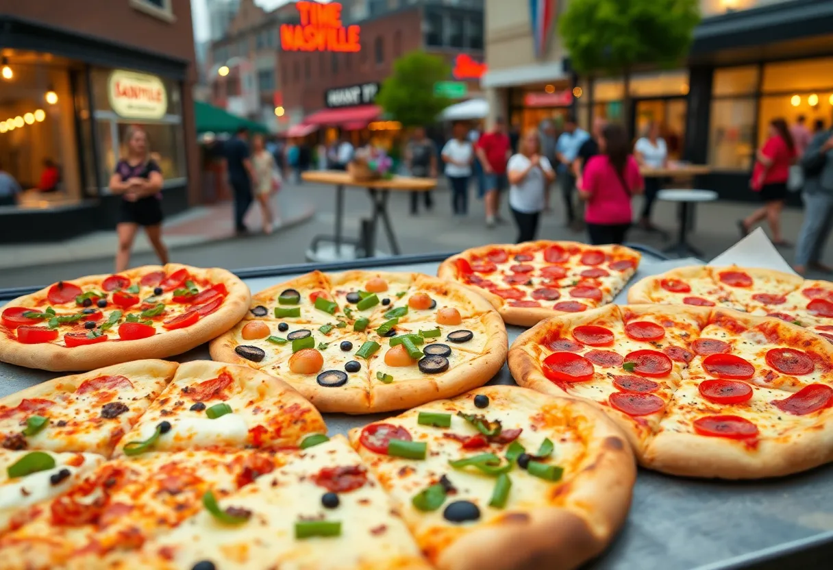Various pizza slices from Nashville restaurants competing for the best pizza title