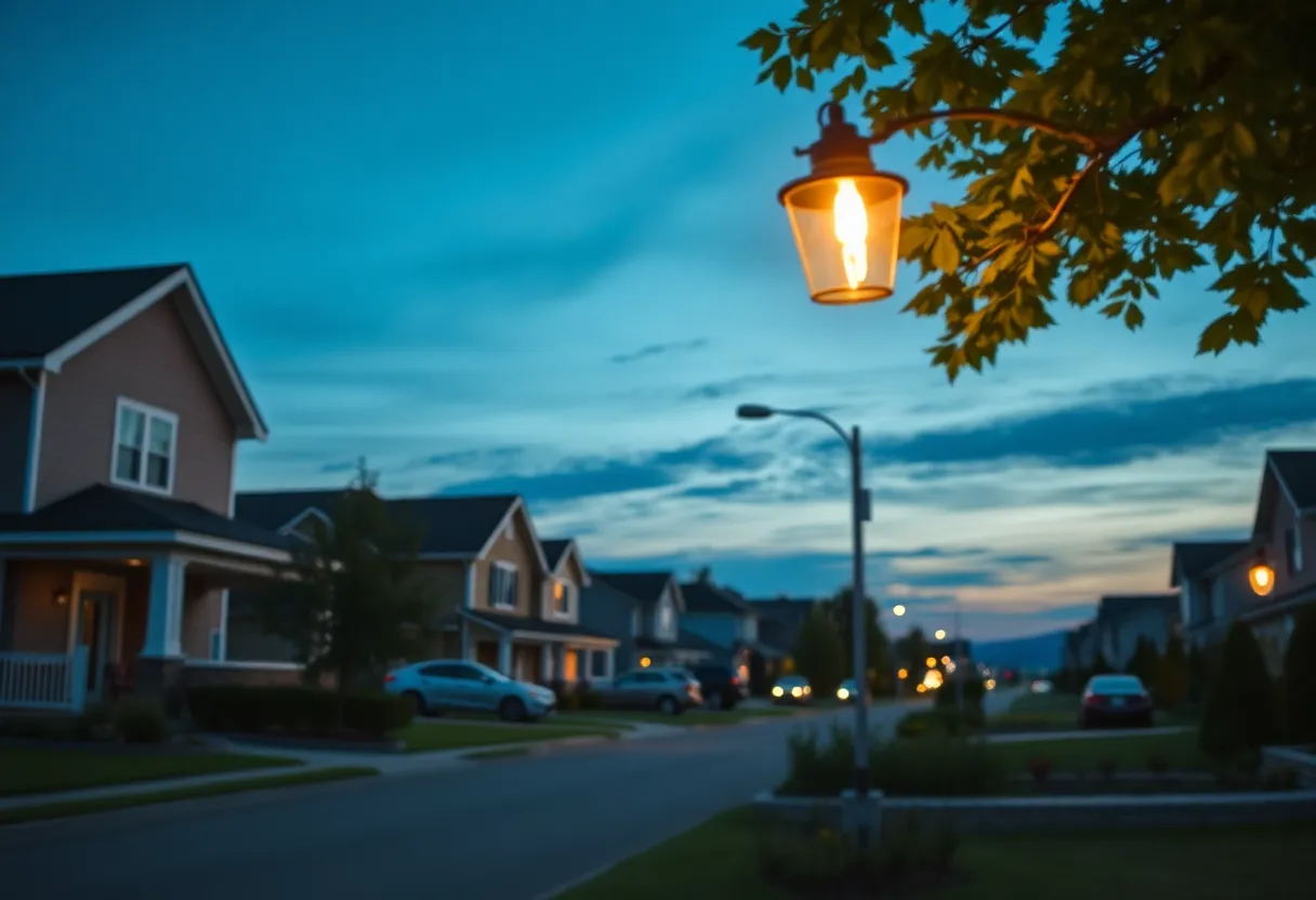 Peaceful neighborhood in Nashville with visible home security measures