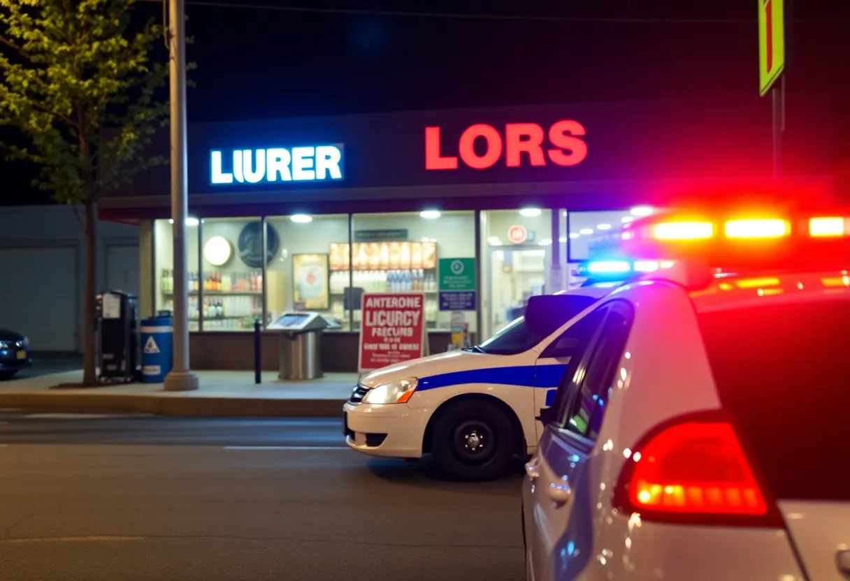 Nashville police car outside a liquor store