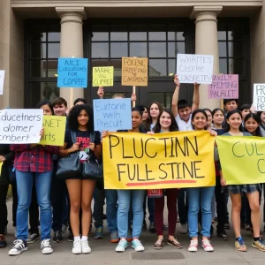 Students protesting for the rights of undocumented children to receive education.