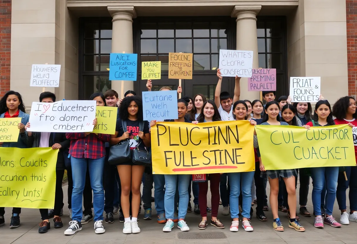Students protesting for the rights of undocumented children to receive education.