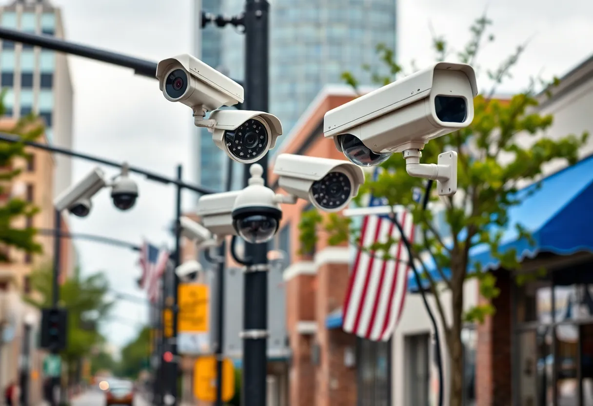 Public surveillance cameras in Nashville urban setting