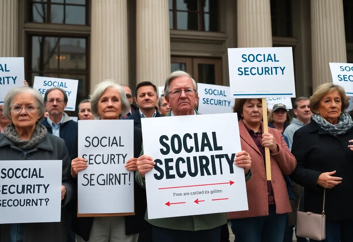 Residents of Nashville protesting outside the Social Security Office