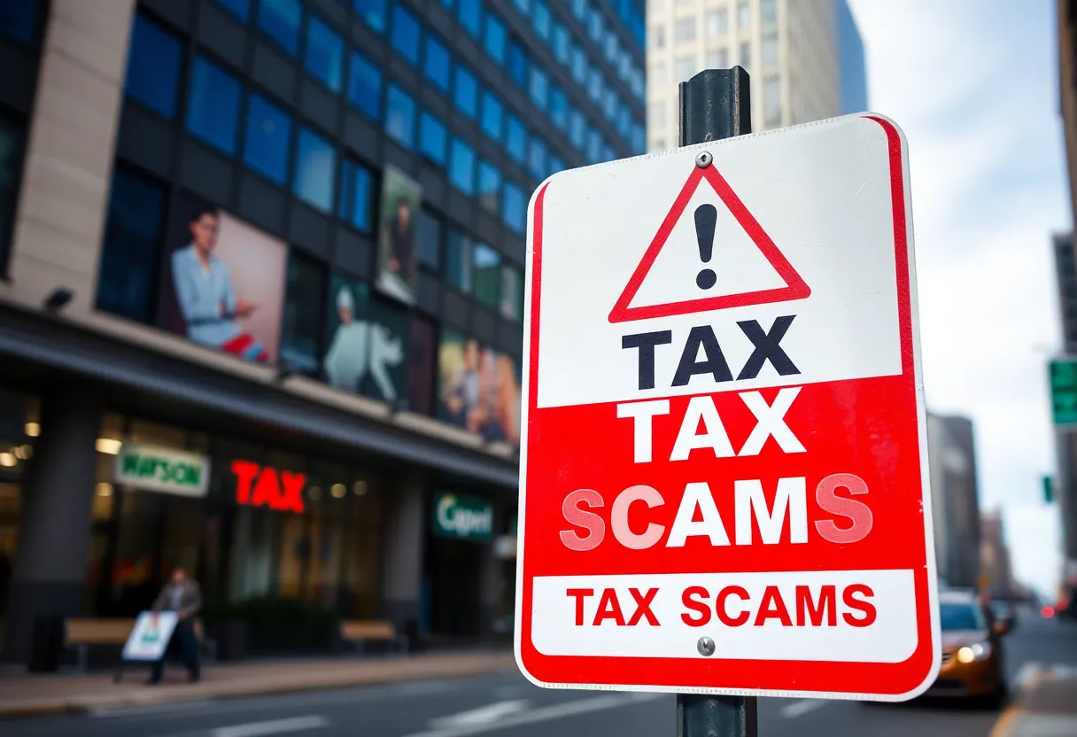 Warning sign for Nashville residents about tax scams during tax season