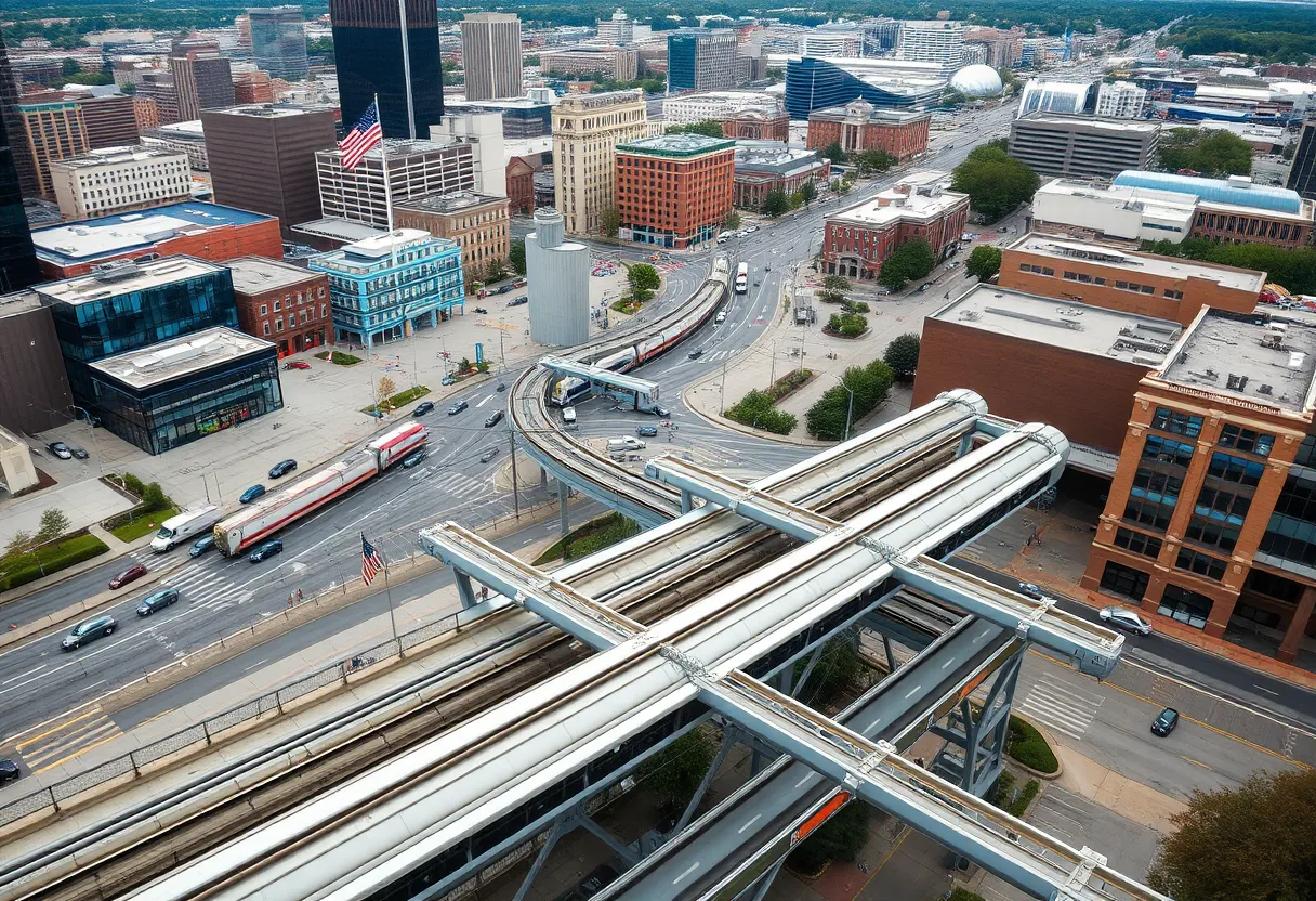 Aerial view of Nashville's urban transportation network