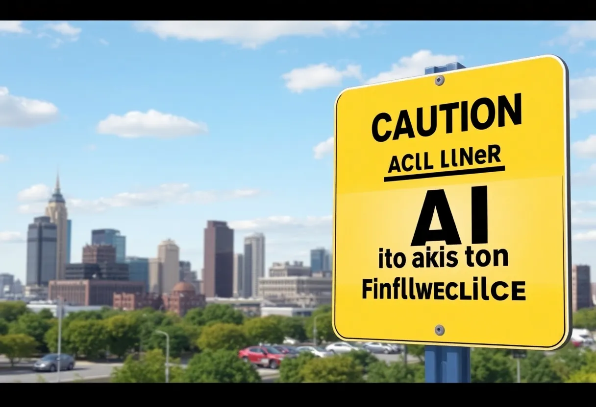 Caution sign about AI technology in Nashville