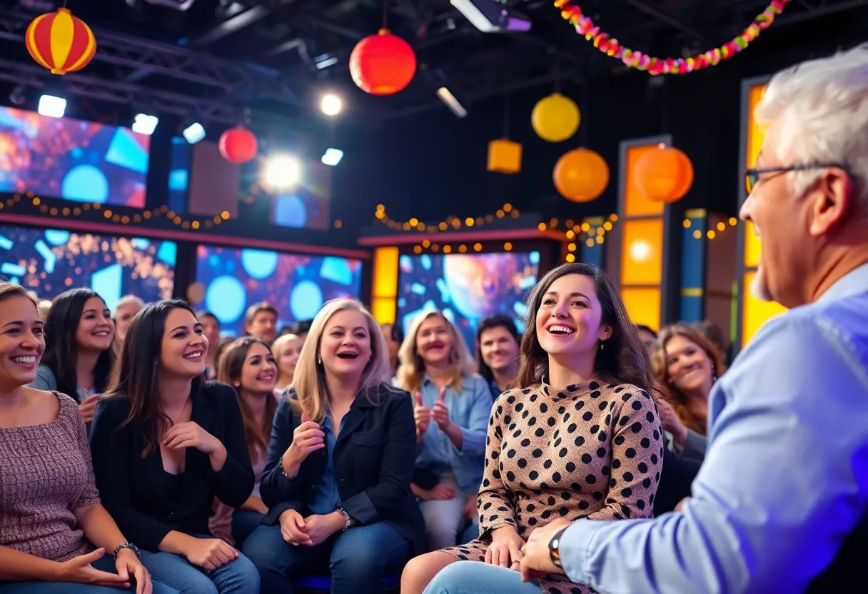 Television studio set of Saturday Night Live with audience