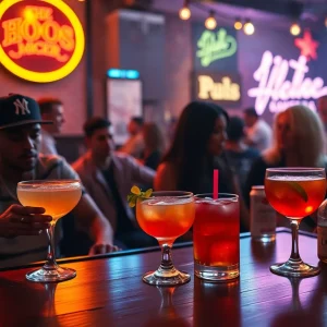 Vibrant nightlife at Still G.I.N. Lounge in Nashville featuring cocktails and music