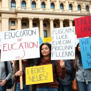 Students demanding education rights at the state capitol