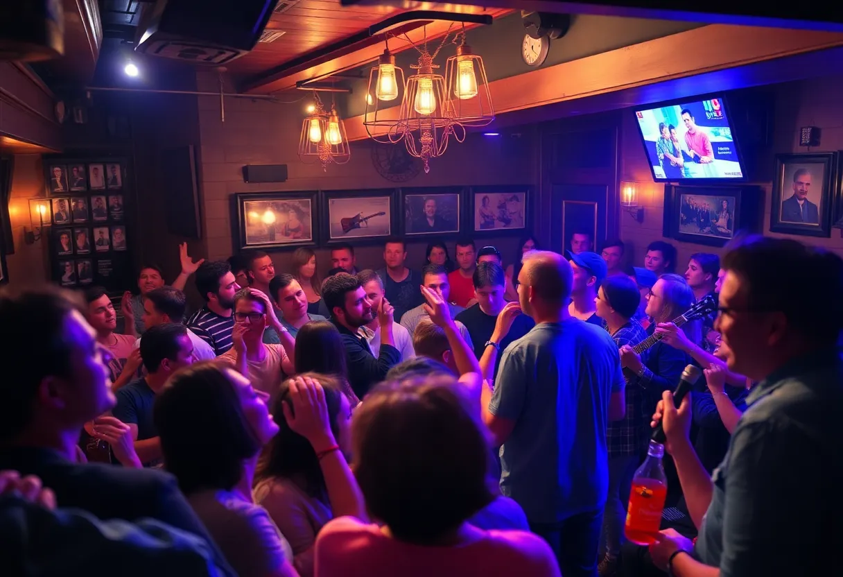 Crowd enjoying surprise live performance at Fox & Locke in Franklin, TN