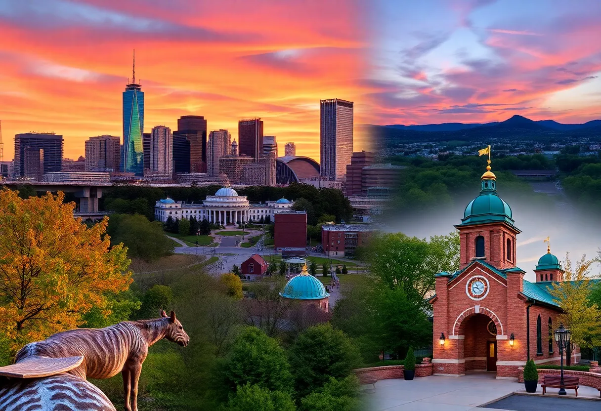 Collage of Tennessee cities: Nashville, Chattanooga, and Franklin