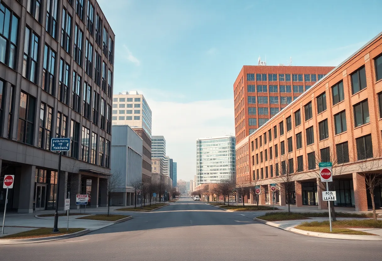 Empty office buildings in Tennessee representing job losses