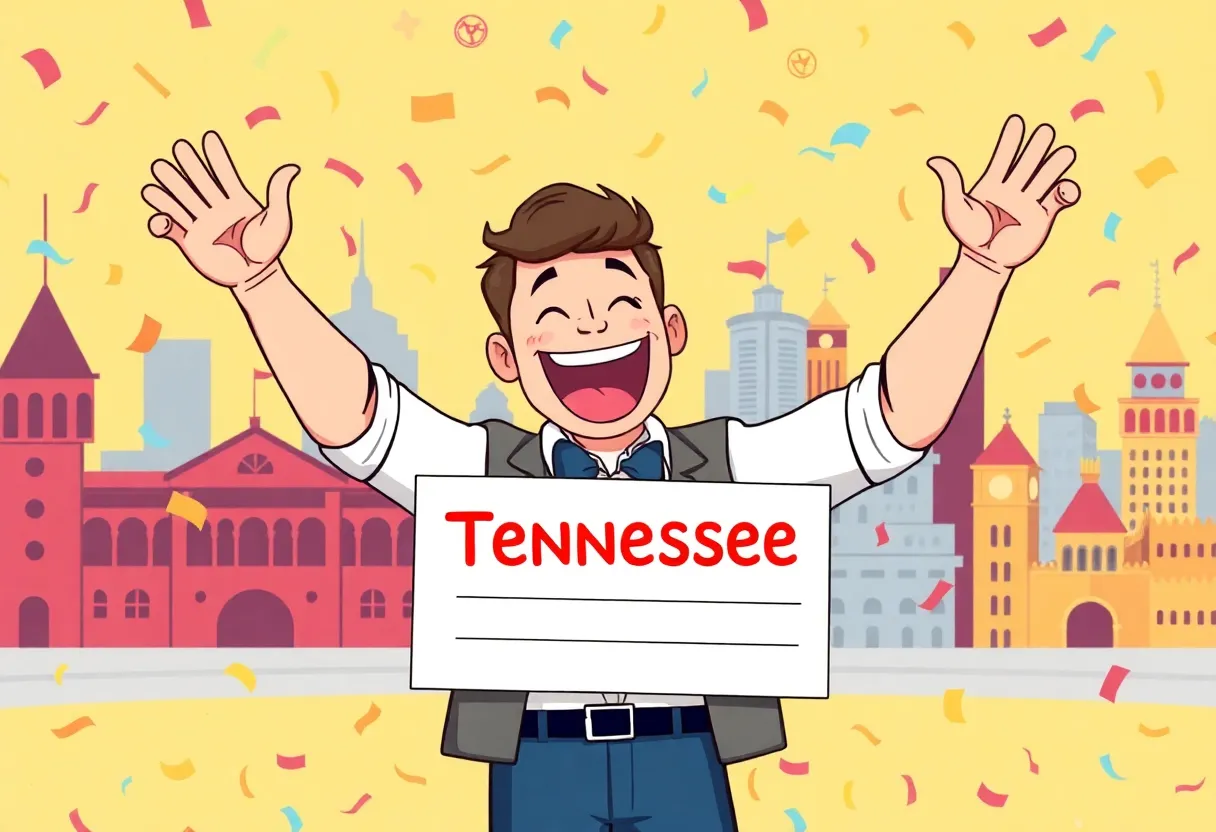 Celebration of a lottery win in Tennessee