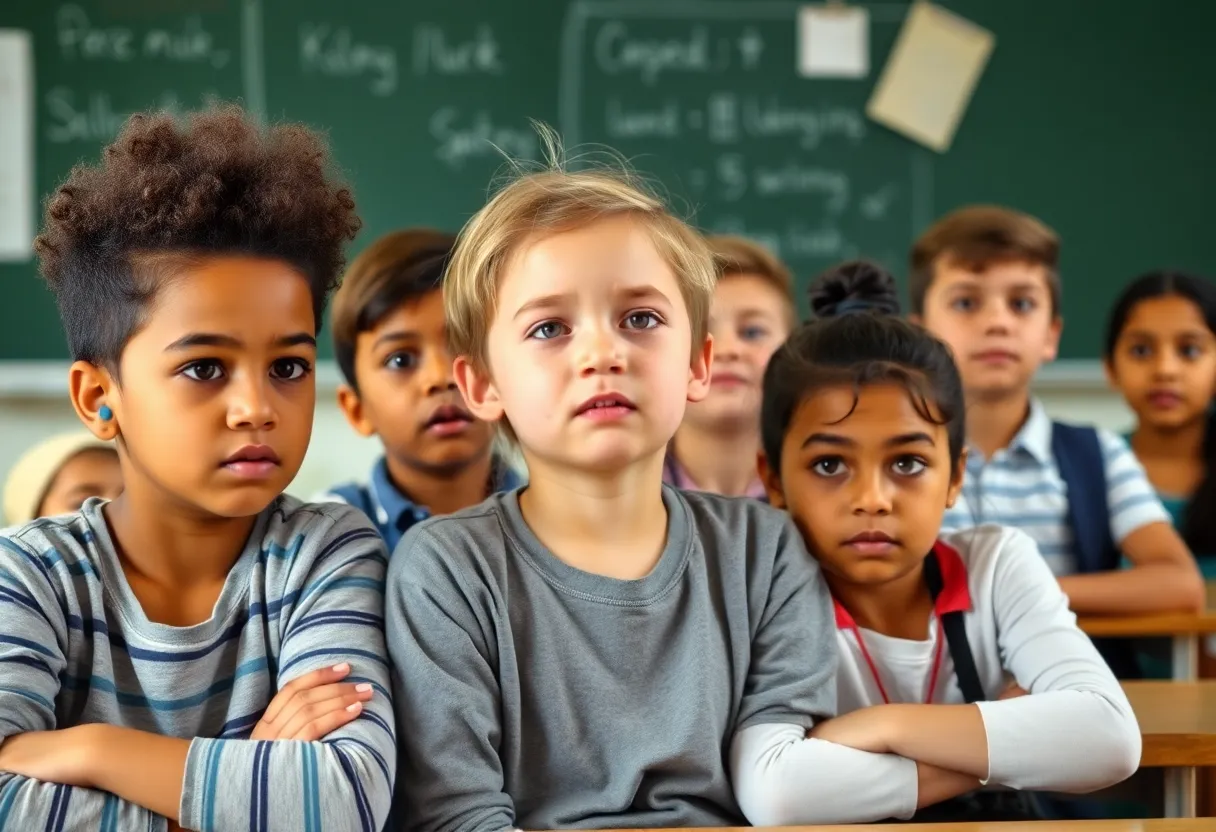 Students in a classroom showing a mix of emotions regarding a new immigration bill.