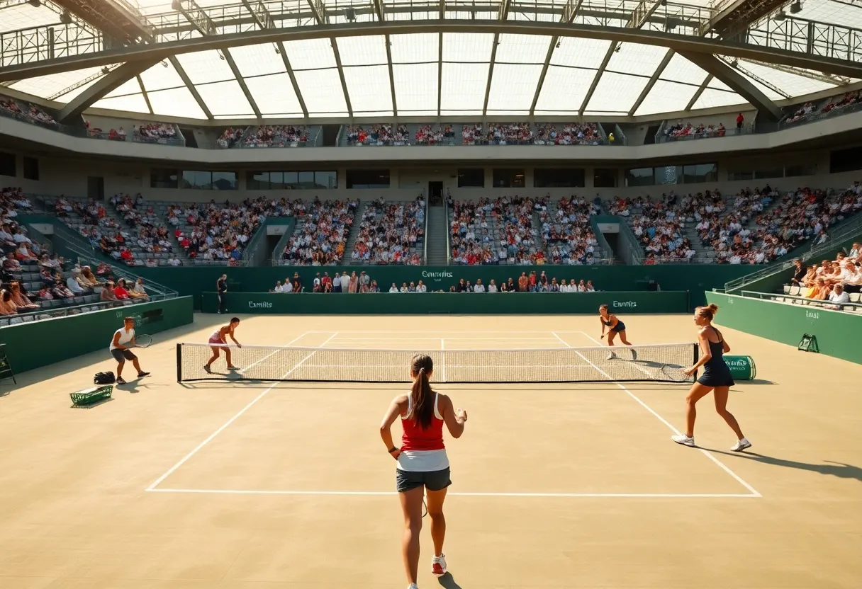 Vanderbilt Women's Tennis team competing against Texas Longhorns