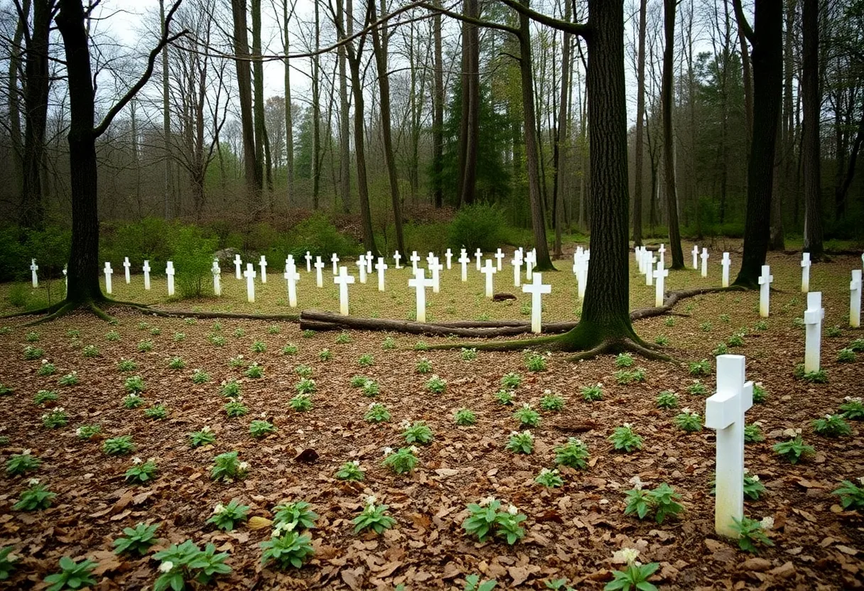 A wooded area representing the tragic events of the Mya Fuller case.