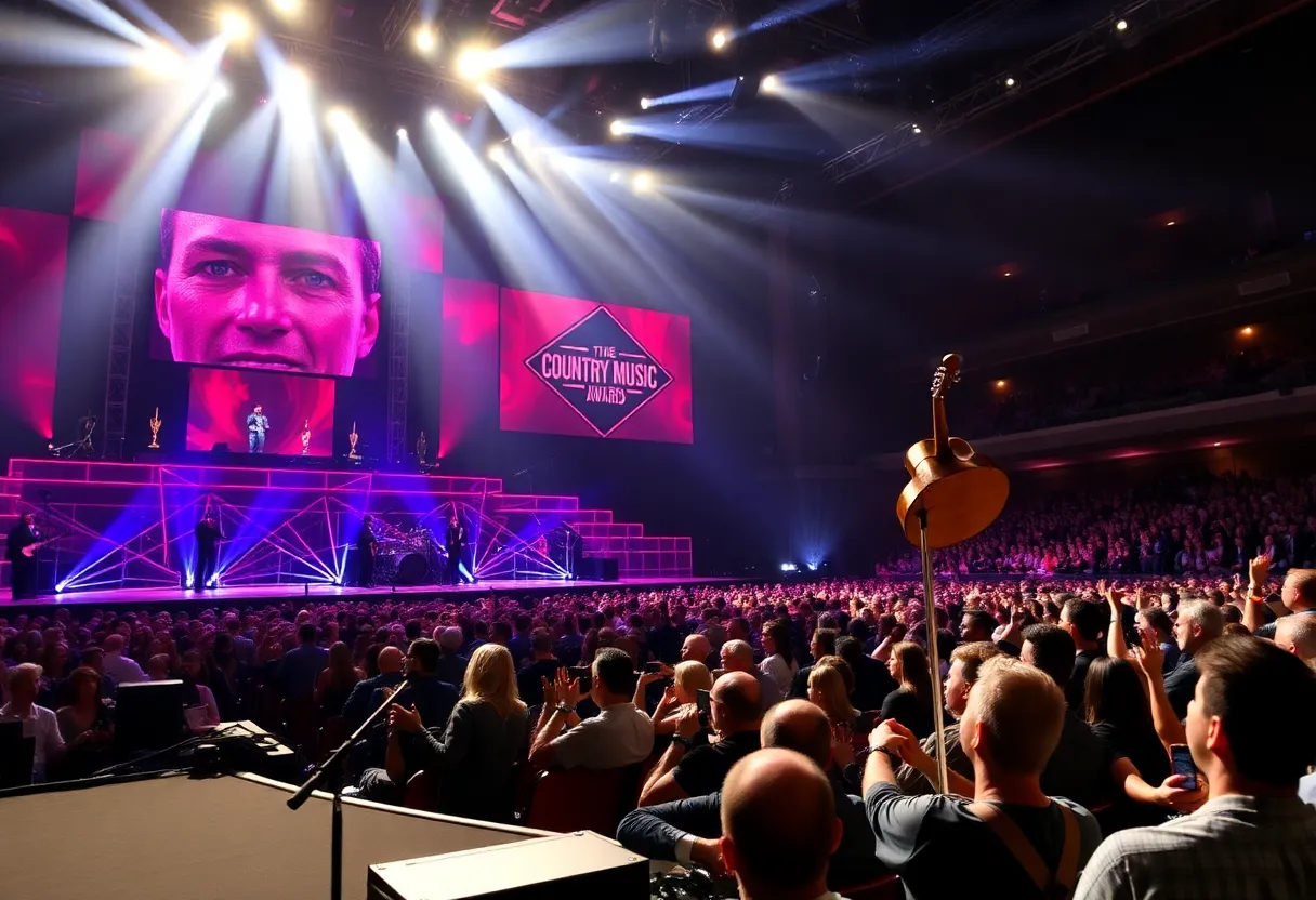 The stage setup for the CMA Triple Play Awards in Nashville