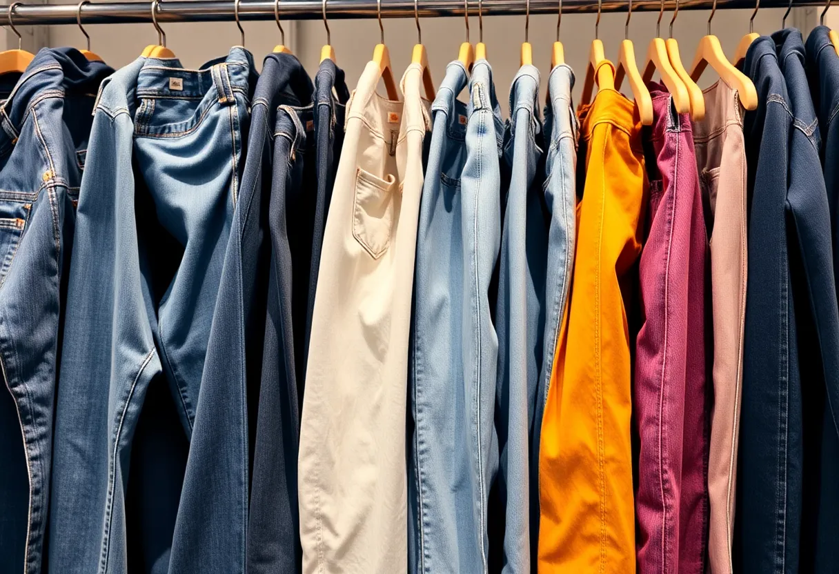 Showcase of Dolly's Joleans denim jeans in a boutique setting