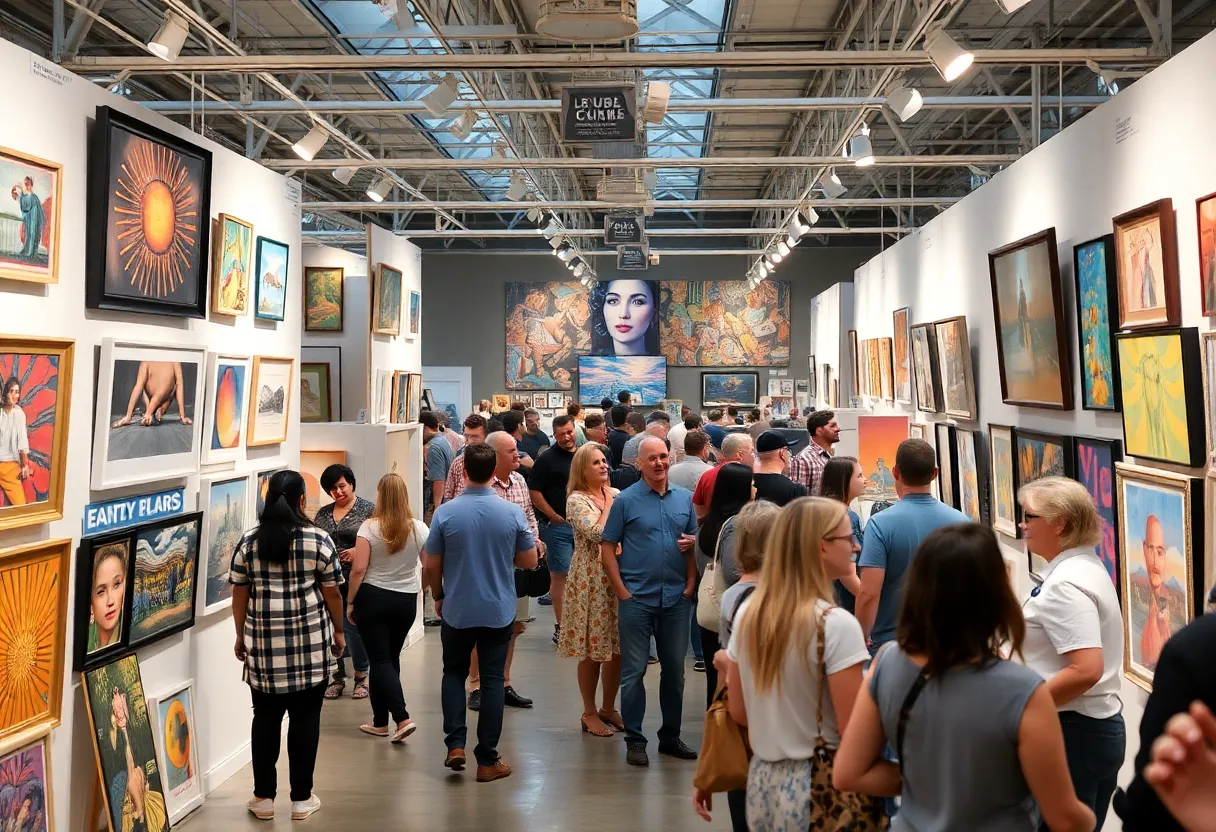 Visitors exploring art exhibits in Nashville during April 2023