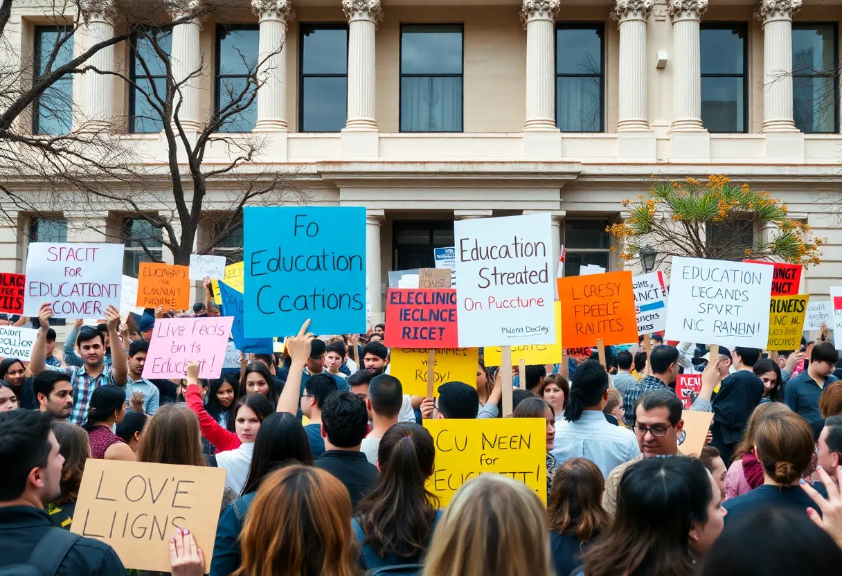 Crowd protesting against education bill in Nashville