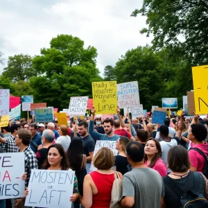 Diverse protesters with signs at Nashville rally