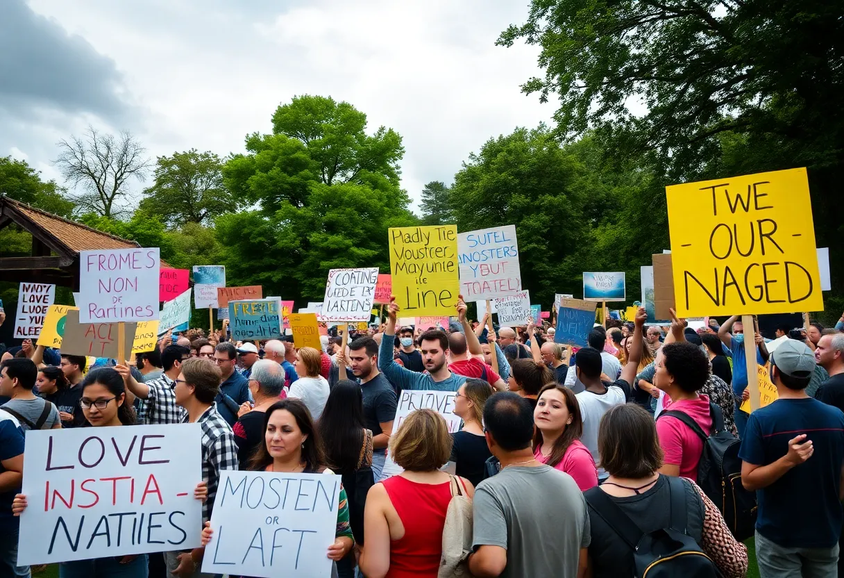 Diverse protesters with signs at Nashville rally