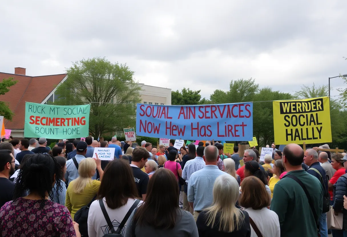 People gathered at Nashville Town Hall discussing economic issues and public services.