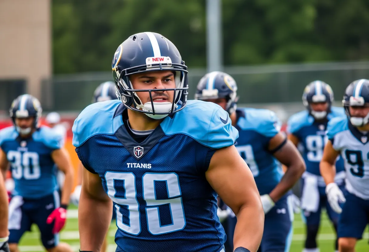Chig Okonkwo training with the Tennessee Titans