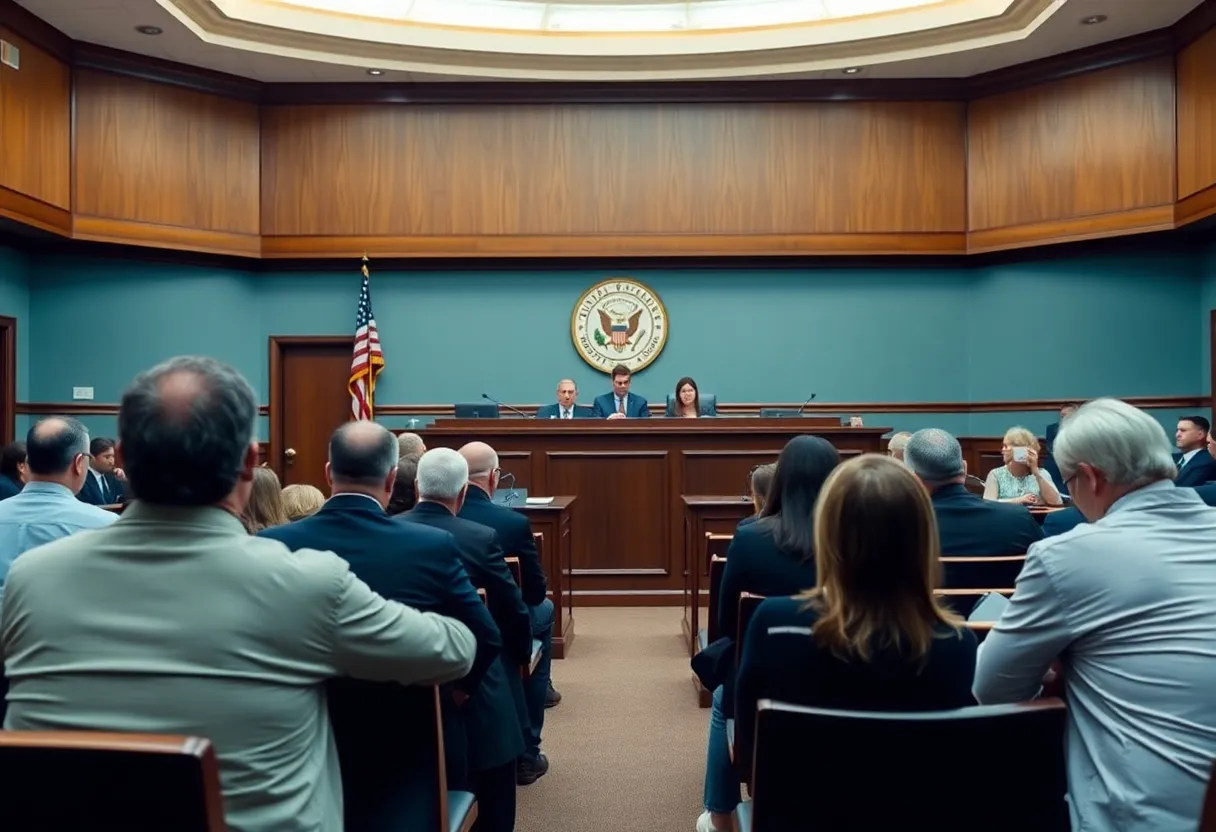 Legal proceedings in a Nashville courtroom regarding a human smuggling case.