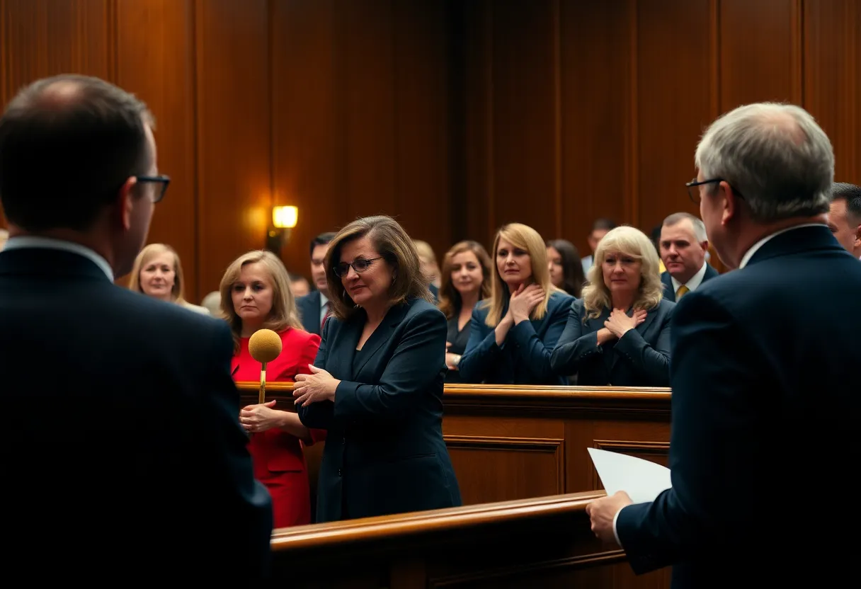 Emotional courtroom reactions during a verdict announcement.