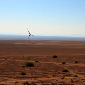 Landscape depicting extreme summer heat waves with cracked ground.
