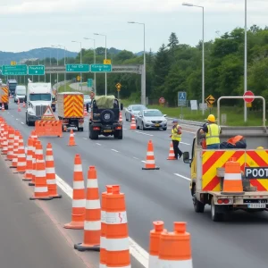 Construction on I-24 Eastbound in Nashville
