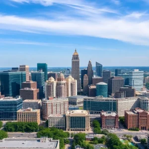 Aerial view of Nashville highlighting office buildings
