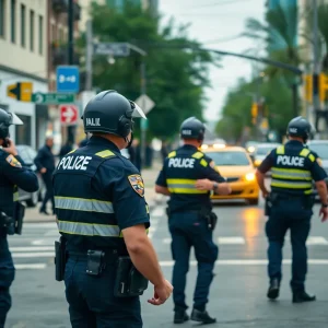 Police officers responding to a shooting incident in Nashville.