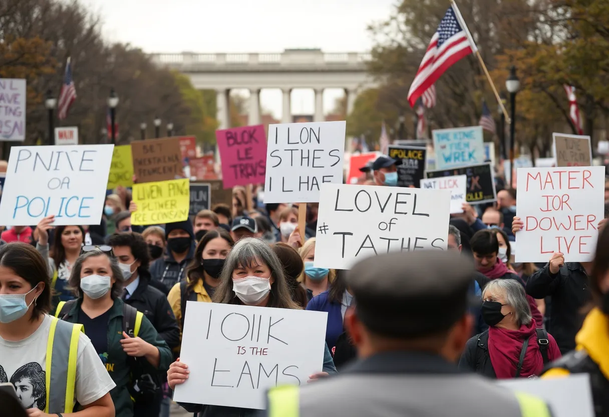 Public protest at Bicentennial Mall in Nashville